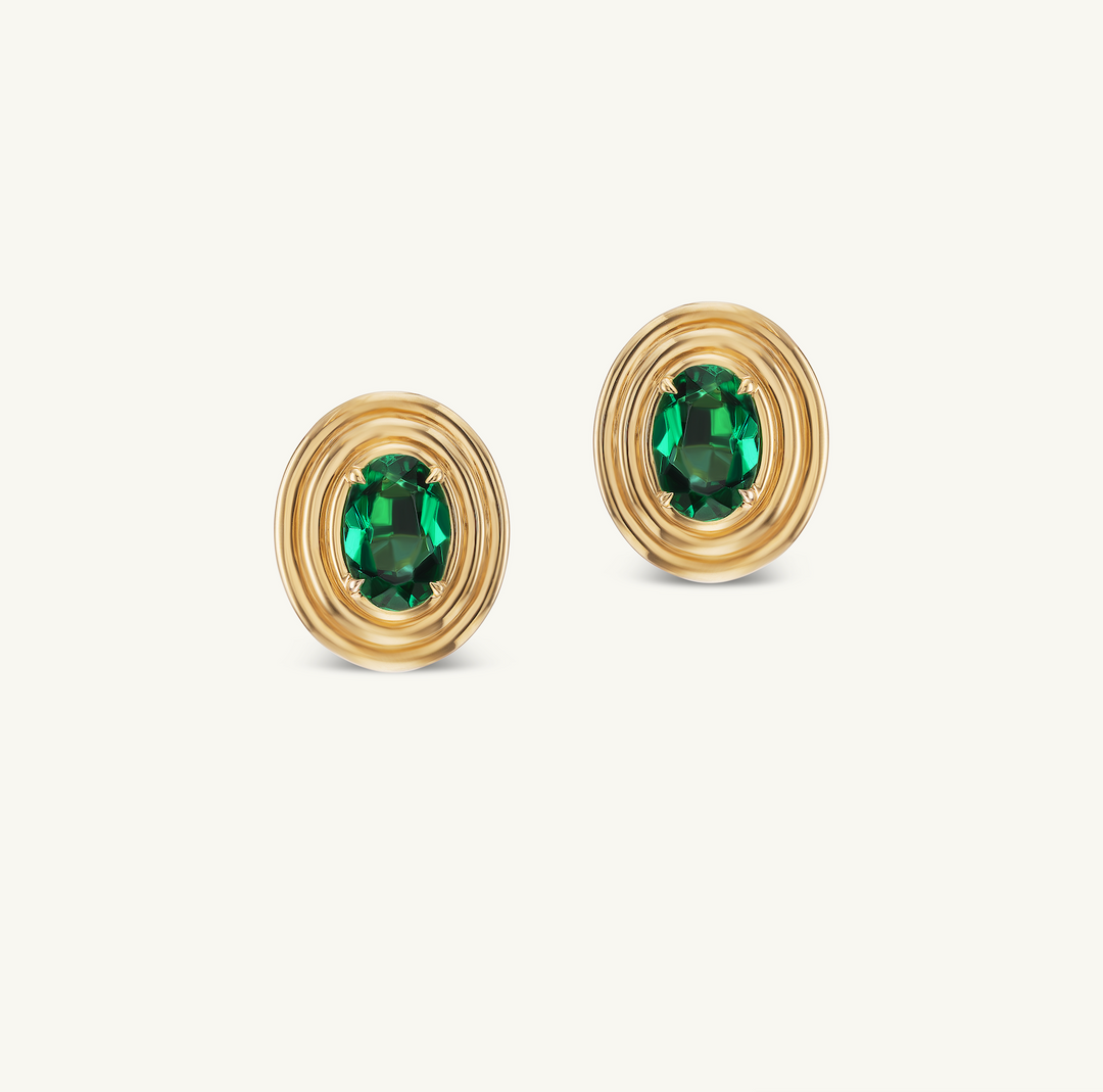 Emerald Etruscan Earrings