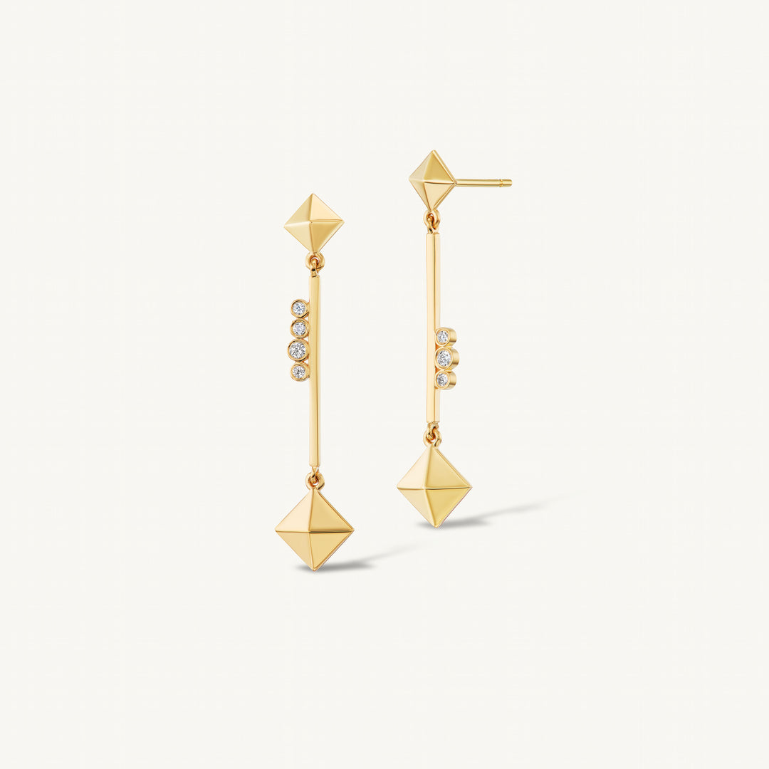 Drop Line Pyramid Earrings