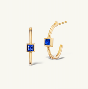 Single Stone Sapphire Crescent Hoop