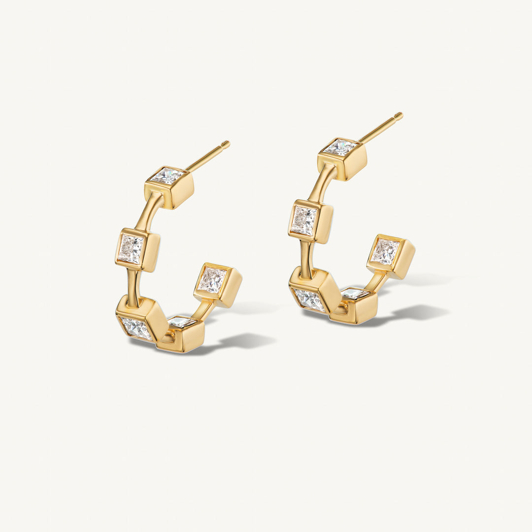 Crescent Diamond  Hoops